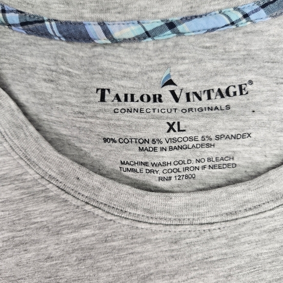 Tailor Vintage Short Sleeve Tee Xl Mens T Shirt Grey Short Sleeve Plaid Pocket - Picture 2 of 8